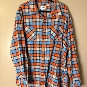 HB by DXL Cotton Long Sleeve Plaid Flannel Shirt Size 3 XL Tall